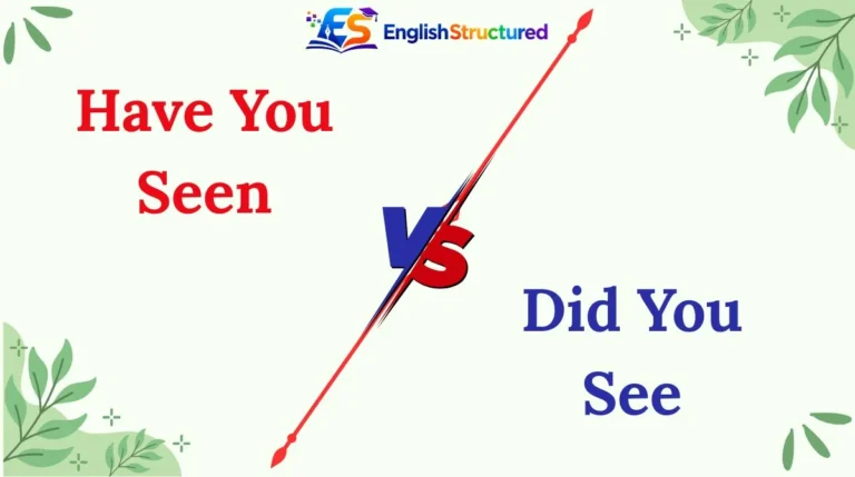 Have You Seen vs Did You See